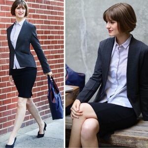 EUC Betabrand Collarless Yoga Textured Blazer Extra Large Office Navy Tailored
